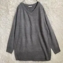 ジーユー GU Vネックニット セーター メンズ M グレー