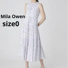 Mila Owen フローラルシャーリングネックノースリワンピース　総柄 S