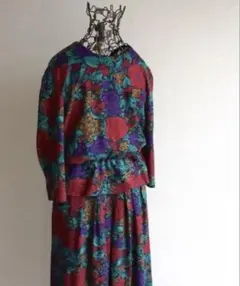 80s USA製 PERI PETITES 花柄 ワンピース ヴィンテージ