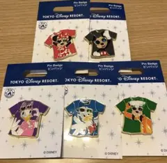 ディズニーランド　Tシャツ　サングラス　ミッキー　ミニー　ピンバッジ５個セット