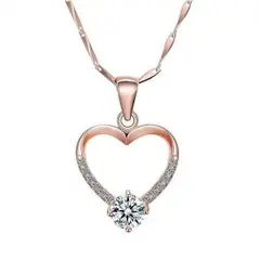 ネックレス  100%925純銀製 ピンクゴールド CZオープンハート