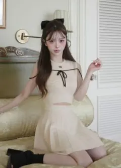 Darich ダーリッチ ウエストオープンストリングニットミニワンピース