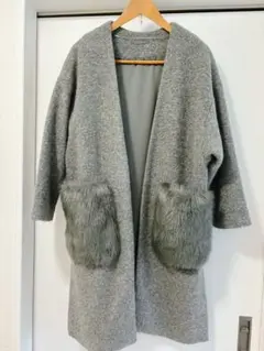 GU ファーポケットコート　GRYのサムネイル
