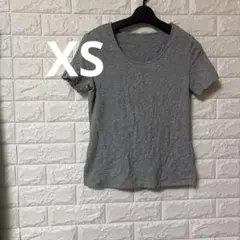 グレー 半袖 Tシャツ クルーネック　レディース　【XS相当】　ショート丈