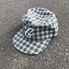 ピルボックス　チェック柄キャップ Moon Landing刺繍