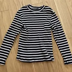 長袖カットソー 130 黒白ストライプ