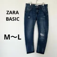 ZARA BASIC ザラ　デニムパンツ ダメージ加工 ジーンズ スリム 32