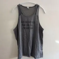 美品 ATHLETIC COLLECTION【L】メッシュタンクトップ グレー
