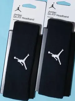 ■黒２本cナイキジャンプマンエアジョーダンヘッドバンドヘアバンド