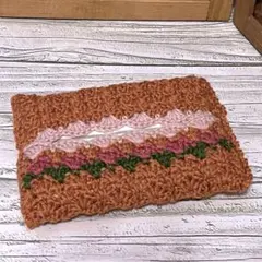 かぎ針編み ポケットティッシュケース / テラコッタ