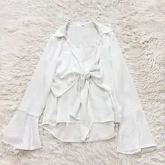 リゼクシー　RESEXY シアー　長袖シャツ　ブラウス　フリーサイズ　白ホワイトのサムネイル