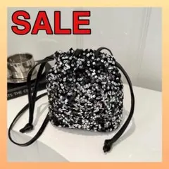 スパンコール ショルダーバッグ 結婚式 新年会 巾着 2WAY シルバー