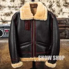 美品極暖!シープスキンB-3 防寒ムートンフライトジャケット 毛皮一体139