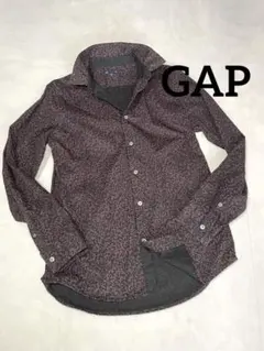 GAP 長袖シャツ S スリムフィット 小花柄 黒 ピンク 綿100 メンズ
