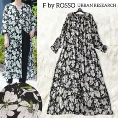ロッソ アーバンリサーチ 花柄 ロングワンピース シャツワンピース ブラック
