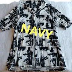 NAVY シャツ XL モノクロプリントのサムネイル