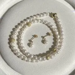 特価品】あこや真珠 ネックレス ピアス ホワイト系 5.5-6mm 40cm