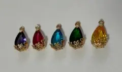 手作り DIY用 しずく型 チャーム アクセサリーパーツ 5個セット A059