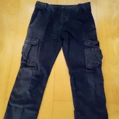 【ヒューゴボス】 ブラックカーゴパンツ ((サイドポケット付き)