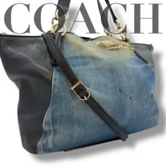 COACH デニム ハンドショルダーバッグ 2way 花柄 F26159