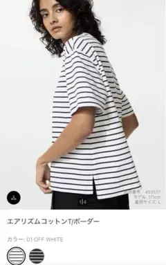 UNIQLO エアリズムコットンT ボーダー 半袖　Mのサムネイル