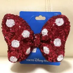 ディズニー リゾート ミニーちゃん スパンコール ヘアゴム ヘアポニー レッド