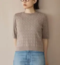 【美品】 AMERICAN HOLIC ケーブルニット 半袖 L