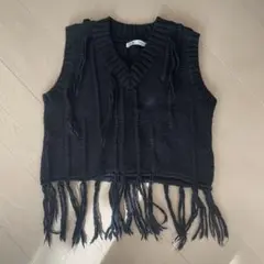 ZARA フリンジ ニットベスト Sサイズ