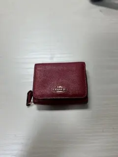 COACH コーチ 財布 ミニ財布 ワインレッド 三つ折り財布