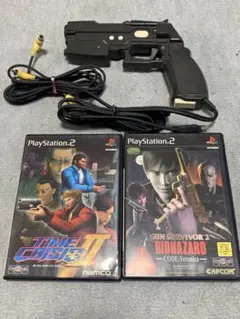 PS2 ガンコン2 & タイムクライシスⅡ 、 ガンサバイバー2 バイオハザード
