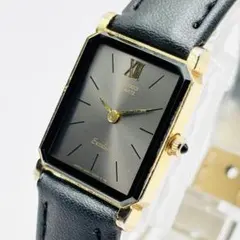 SEIKO エクセリーヌ スクエア レディース 腕時計 ブラック文字盤 ゴールド