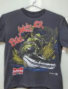 L希少【changesタグ】Budweiser カエルTシャツ黒 ワニ 人気