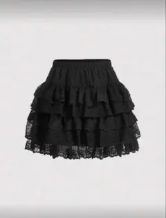 SHEIN ブラック レースフリル ミニスカート