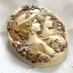 ◆ヴィンテージブローチ シェルカメオ彫刻芸術 薔薇バラ ヴィーナス レトロ美品③