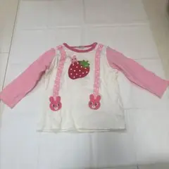 ミキハウス ホットビスケッツイチゴウサギ 長袖カットソー 90