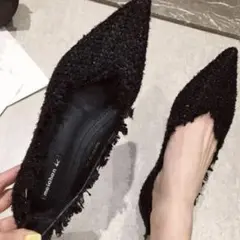 sheinパンプス　フリンジデコレーションポイントゥ バレエシューズ23.5cmのサムネイル