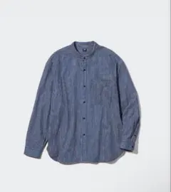 UNIQLO ヒッコリースタンドカラーシャツ　メンズLサイズ