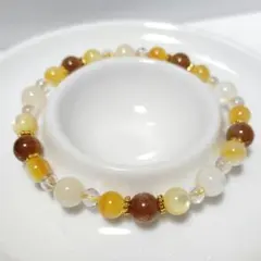 マザーオブパール　オレンジサンストーン　ライモナイト　天然石　ブレスレット