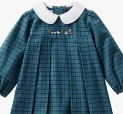 familia 襟付きワンピース 青系チェック ファミリア