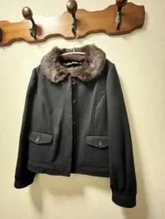 新品*THE EMPORIUM *ラビットファー付きジャケット*ブラック*L*