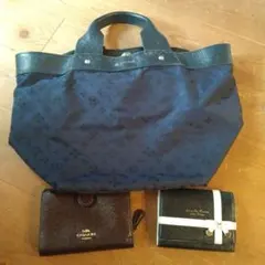 ラシット トートバッグ ネイビー　コーチ財布　サマンサ定期入れセット