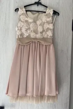 フラワーレース装飾　スリーブレスドレス　ワンピース　サイズ38