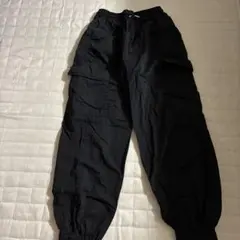 ブラック カーゴパンツ ゴムウエスト