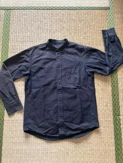 無印良品 洗いざらしオックススタンドカラー長袖シャツ M ダークグレー