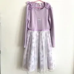 メゾピアノ　遊園地柄ドッキングワンピース ラベンダー 140cm