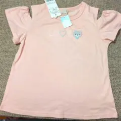 新品タグ付き　接触冷感　Petit main ピンク肩出し Tシャツ 120cm