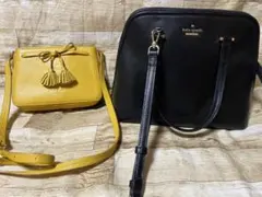 正規品　ケイトスペード斜めバッグ二点　タッセルリボン　黒2way USED良好