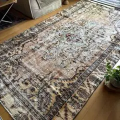 大判140×250ざっくりピンクベージュ 擦れボタニカル トルコ
