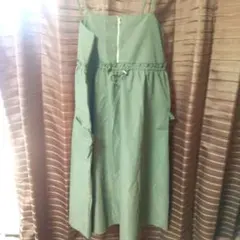 オリーブグリーン ジッパー付きキャミワンピース