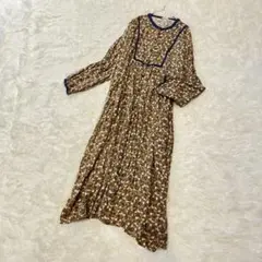 Samansa Mos2 小花柄 コットン混 シャツワンピース ブラウン